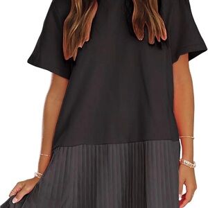 EXLURA Womens Casual Short Sleeve Crewneck Tshirt Mini Dress Black Size XL NWT